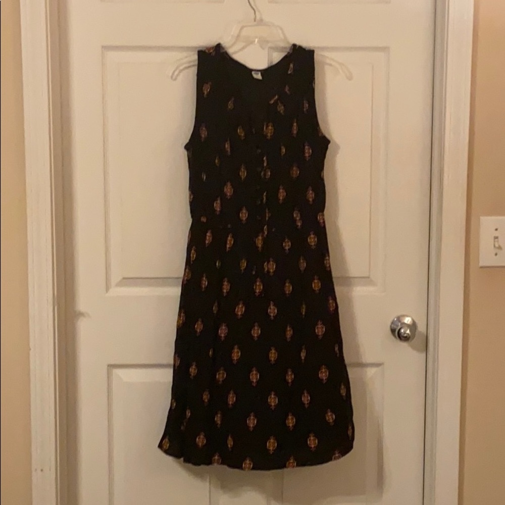 Printed Black Midi Dress